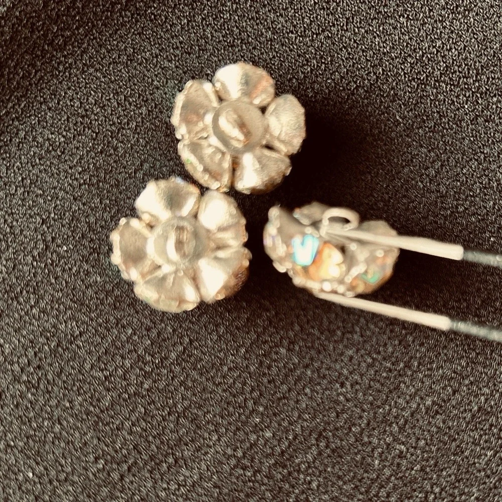 VTG Iridescent Rhinestone Buttons Set of 3 Wedding Formal Costume Sparkle